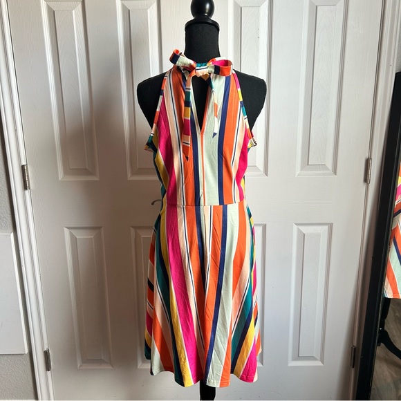 ouges tank striped sundress with neck tie - Picture 4 of 7